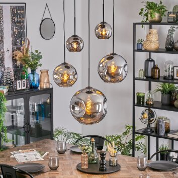 Ripoll Lámparas suspendidas, Luminarias esféricas, Lámparas colgantes Cromo, Ahumado, 5 luces Ripoll Lámparas suspendidas, Luminarias esféricas, Lámparas colgantes Cromo, Ahumado, 5 luces