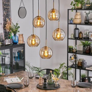 Koyoto Lámparas suspendidas, Luminarias esféricas, Lámparas colgantes dorado, Negro, 5 luces