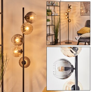 Koyoto Luminarias esféricas, Lámpara de pie Colores ámbar, Transparente, Ahumado, 5 luces