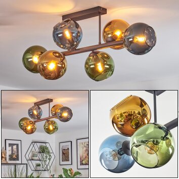 Koyoto Plafones, Luminarias esféricas Azul, dorado, Verde, 6 luces