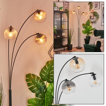 Koyoto Luminarias esféricas, Lámpara de pie Colores ámbar, Transparente, Ahumado, 3 luces
