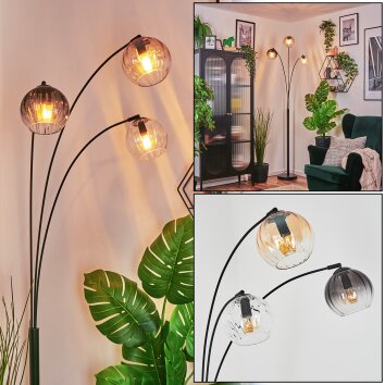 Koyoto Luminarias esféricas, Lámpara de pie Colores ámbar, Transparente, Ahumado, 3 luces