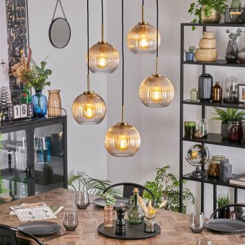 Koyoto Lámparas suspendidas, Luminarias esféricas, Lámparas colgantes dorado, Negro, 5 luces