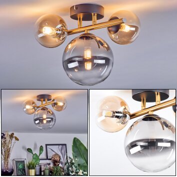 Chehalis Plafones, Luminarias esféricas dorado, Negro, 3 luces