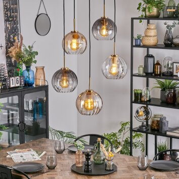 Koyoto Lámparas suspendidas, Luminarias esféricas, Lámparas colgantes dorado, Negro, 5 luces