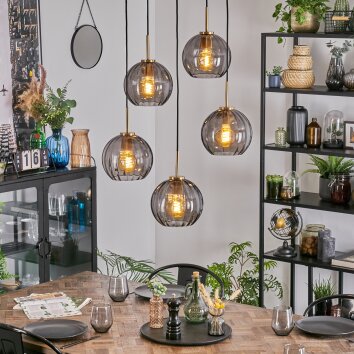 Koyoto Lámparas suspendidas, Luminarias esféricas, Lámparas colgantes dorado, Negro, 5 luces