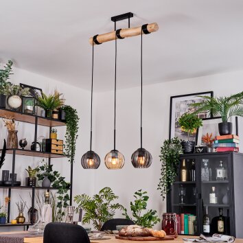Koyoto Lámparas suspendidas, Luminarias esféricas, Lámparas colgantes Crudo, Negro, 3 luces