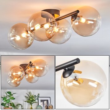 Chehalis Plafones, Luminarias esféricas Colores ámbar, Transparente, 4 luces