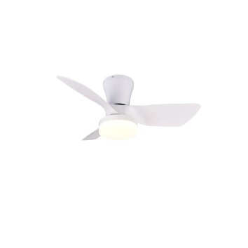 Lámparas Reality mit lámpara ventilador de techo LED Blanca, 1 luz, Mando a distancia