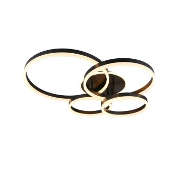 Lámparas Trio Drake Plafones LED Negro, 1 luz, Mando a distancia