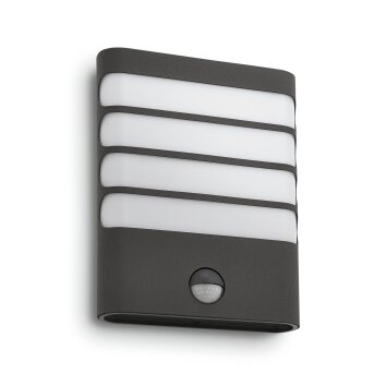 Lámparas Philips Raccoon Apliques LED Antracita, 1 luz, Sensor de movimiento
