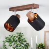 Fallhagen Plafones, Spot techo Cromo, Madera oscura, 2 luces