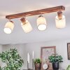 Fallhagen Plafones, Spot techo Cromo, Madera oscura, 4 luces