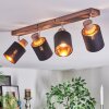 Fallhagen Plafones, Spot techo Cromo, Madera oscura, 4 luces