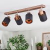 Fallhagen Plafones, Spot techo Cromo, Madera oscura, 4 luces