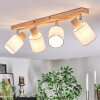 Fallhagen Plafones, Spot techo Cromo, Madera clara, 4 luces