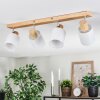 Fallhagen Plafones, Spot techo Cromo, Madera clara, 4 luces