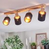 Fallhagen Plafones, Spot techo Cromo, Madera clara, 4 luces
