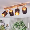 Fallhagen Plafones, Spot techo Cromo, Madera clara, 4 luces