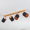 Fallhagen Plafones, Spot techo Cromo, Madera clara, 4 luces