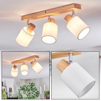 Fallhagen Plafones, Spot techo Cromo, Madera clara, 3 luces