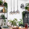 Koyoto Lámparas suspendidas, Luminarias esféricas, Lámparas colgantes Crudo, Negro, 3 luces