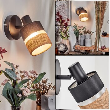 Fallhagen Apliques, Spot de pared Negro, 1 luz