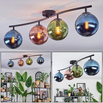 Gastor Plafones, Luminarias esféricas Azul, Verde, Color cobre, 4 luces