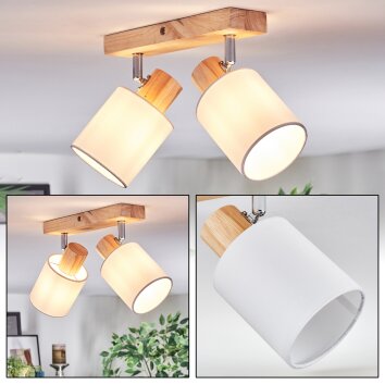 Fallhagen Plafones, Spot techo Cromo, Madera clara, 2 luces