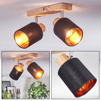 Fallhagen Plafones, Spot techo Cromo, Madera clara, 2 luces