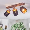 Fallhagen Plafones, Spot techo Cromo, Madera oscura, 3 luces