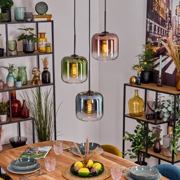 Lauden Lámparas suspendidas, Lámparas colgantes Azul, Verde, Transparente, Color cobre, 3 luces