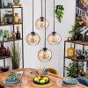 Koyoto Lámparas suspendidas, Luminarias esféricas, Lámparas colgantes 35 cm Colores ámbar, Transparente, 4 luces
