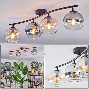 Koyoto Plafones, Luminarias esféricas Colores ámbar, Transparente, Ahumado, 4 luces