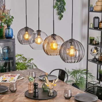 Koyoto Lámparas suspendidas, Luminarias esféricas, Lámparas colgantes Colores ámbar, Transparente, Ahumado, 4 luces
