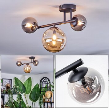 Chehalis Plafones, Luminarias esféricas Colores ámbar, Ahumado, 3 luces