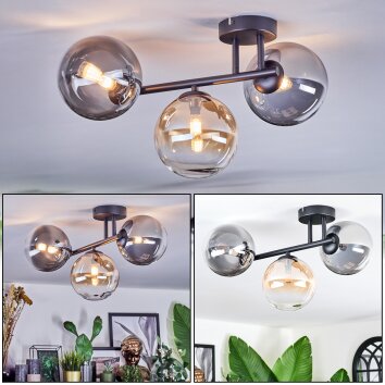 Chehalis Plafones, Luminarias esféricas Colores ámbar, Transparente, Ahumado, 3 luces