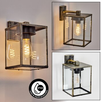 Gramilla Aplique de exterior, Apliques dorado, Negro, 1 luz