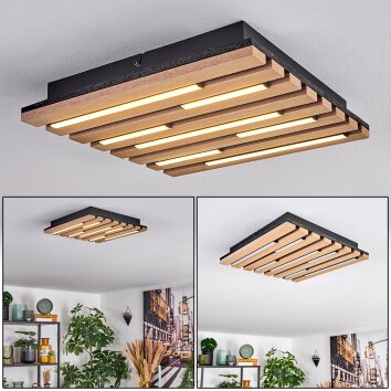 Vorlix Plafones LED Color madera, Negro, 1 luz