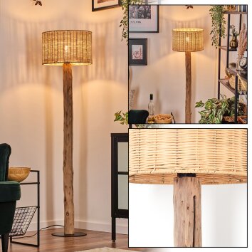 Cavaca Lámpara de pie Crudo, Negro, 1 luz