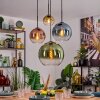 Koyoto Lámparas suspendidas, Luminarias esféricas, Lámparas colgantes 35 cm Azul, dorado, Verde, Transparente, Color cobre, 4 luces