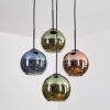 Koyoto Lámparas suspendidas, Luminarias esféricas, Lámparas colgantes Azul, Verde, Color cobre, 4 luces