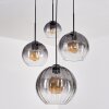 Koyoto Lámparas suspendidas, Luminarias esféricas, Lámparas colgantes 30 cm Transparente, Ahumado, 4 luces