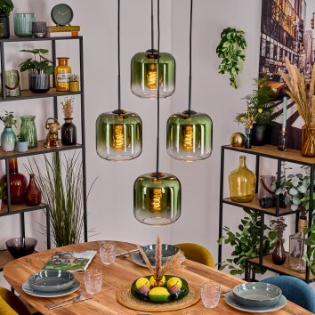 Lauden Lámparas suspendidas, Luminarias esféricas, Lámparas colgantes Verde, Transparente, 4 luces