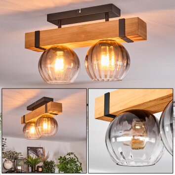 Sernadelo Plafones, Luminarias esféricas Crudo, Negro, 2 luces