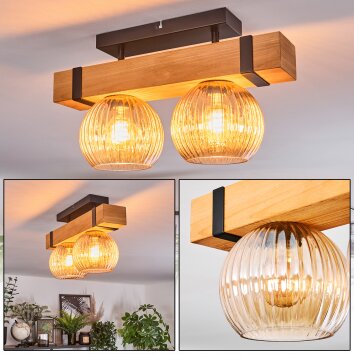 Sernadelo Plafones, Luminarias esféricas Crudo, Negro, 2 luces