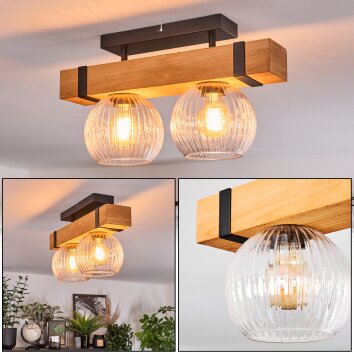 Sernadelo Plafones, Luminarias esféricas Crudo, Negro, 2 luces