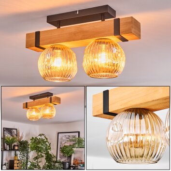 Sernadelo Plafones, Luminarias esféricas Crudo, Negro, 2 luces