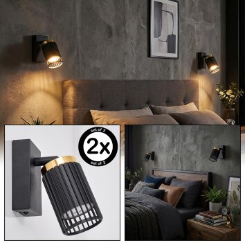 Fenik Apliques, Spot de pared Negro, 1 luz