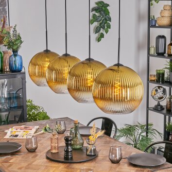 Koyoto Lámparas suspendidas, Luminarias esféricas, Lámparas colgantes dorado, Transparente, 4 luces